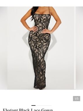 Elegant Black Lace Evening Gown